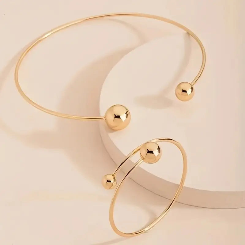 Set de Collar y Brazalete Minimalista Glow | Oro