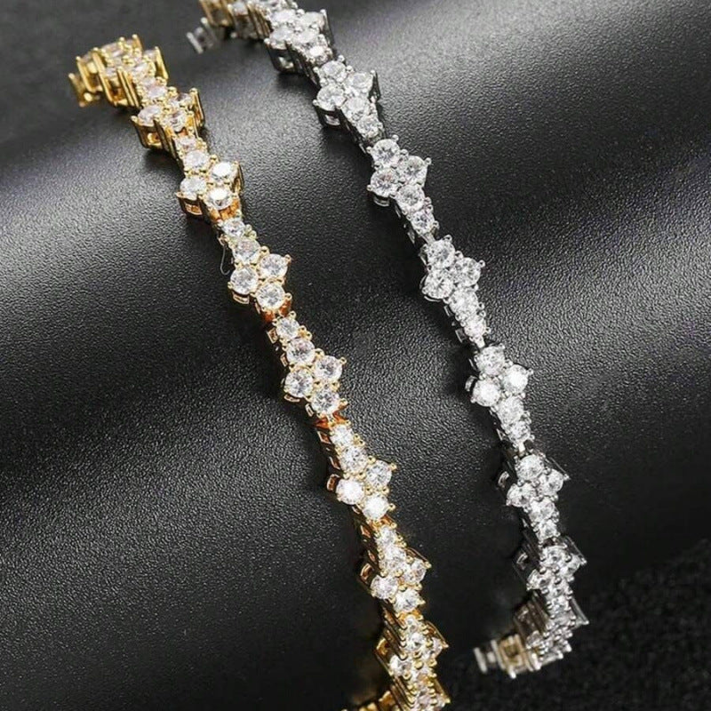 Pulsera de tenis clásica con racimos | Oro blanco