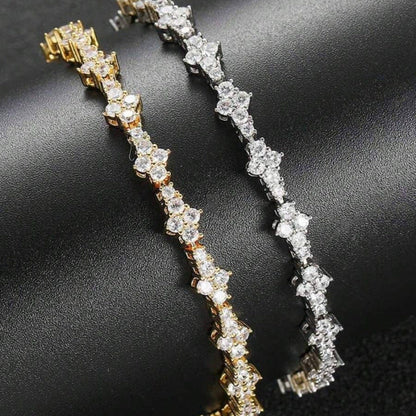 Pulsera de tenis clásica con racimos | Oro blanco