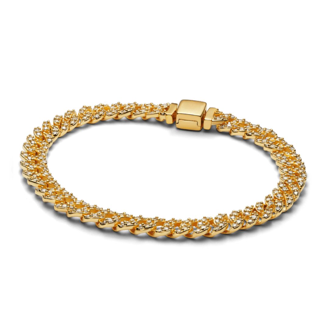 Pulsera cubana con pavé | Oro