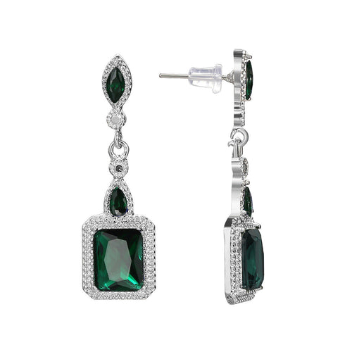 Aretes Clarion Verdancia | Oro blanco