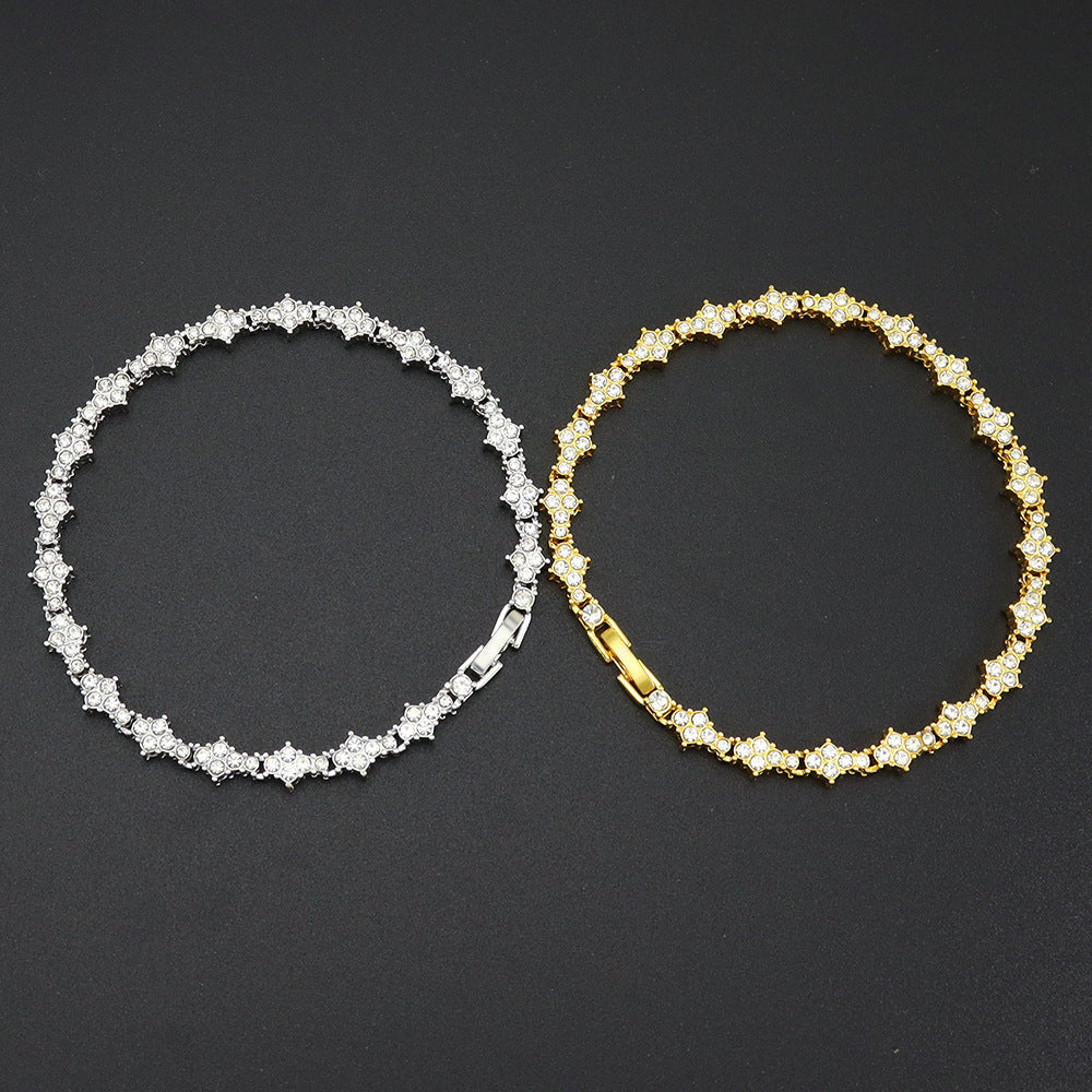 Pulsera de tenis clásica con racimos | Oro blanco