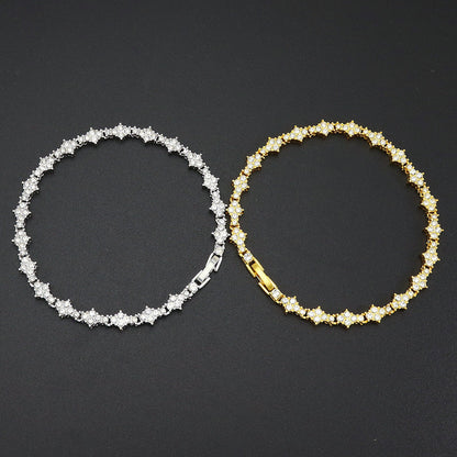 Pulsera de tenis clásica con racimos | Oro blanco