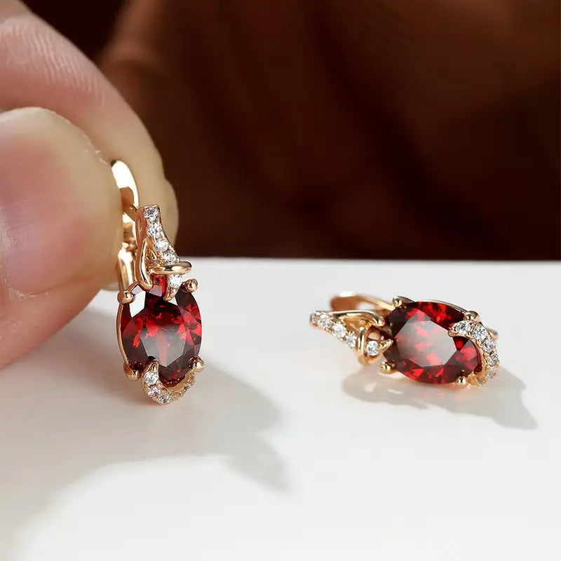 Aretes colgantes Crimson Twilight | Oro
