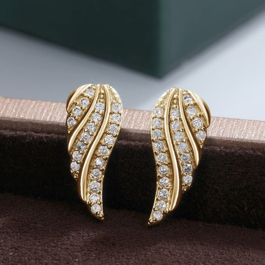 Aretes Modern Leaf Pave | Oro
