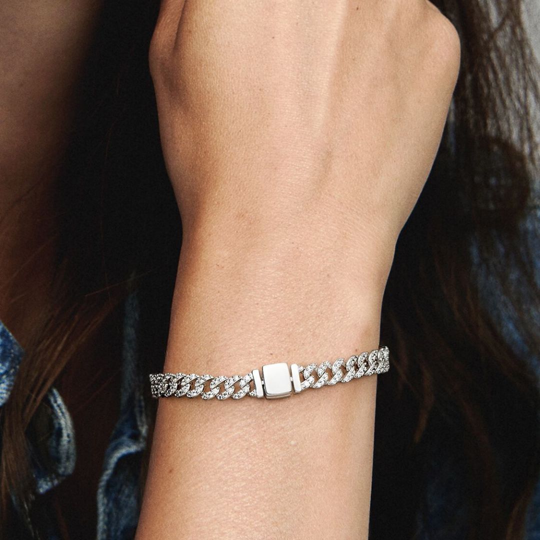 Pulsera cubana con pavé | Oro