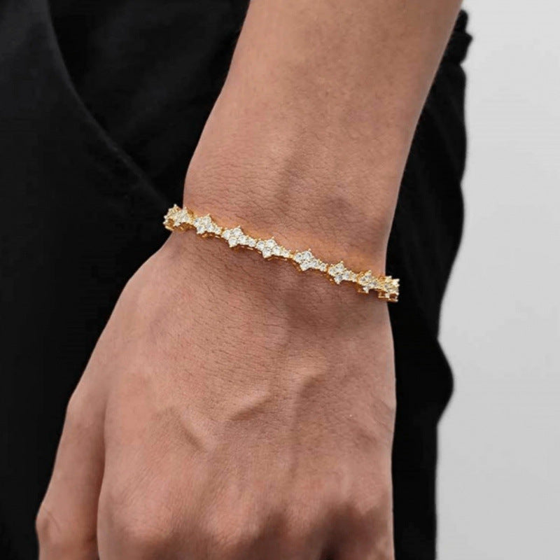 Pulsera de tenis clásica con racimos | Oro blanco