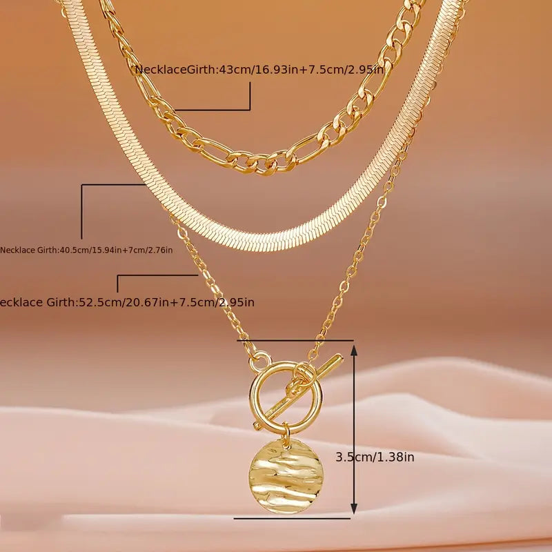 Collar superpuesto de monedas texturizadas Savira | Oro