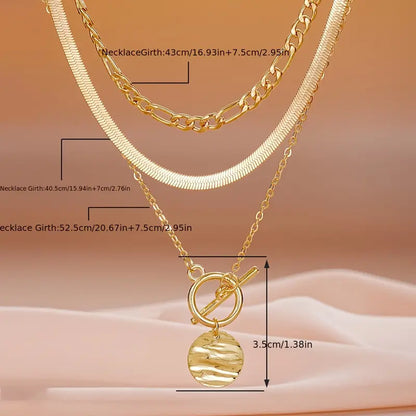 Collar superpuesto de monedas texturizadas Savira | Oro