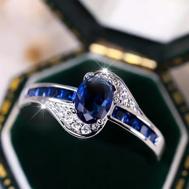 Anillo Flujo Zafiro | Oro blanco