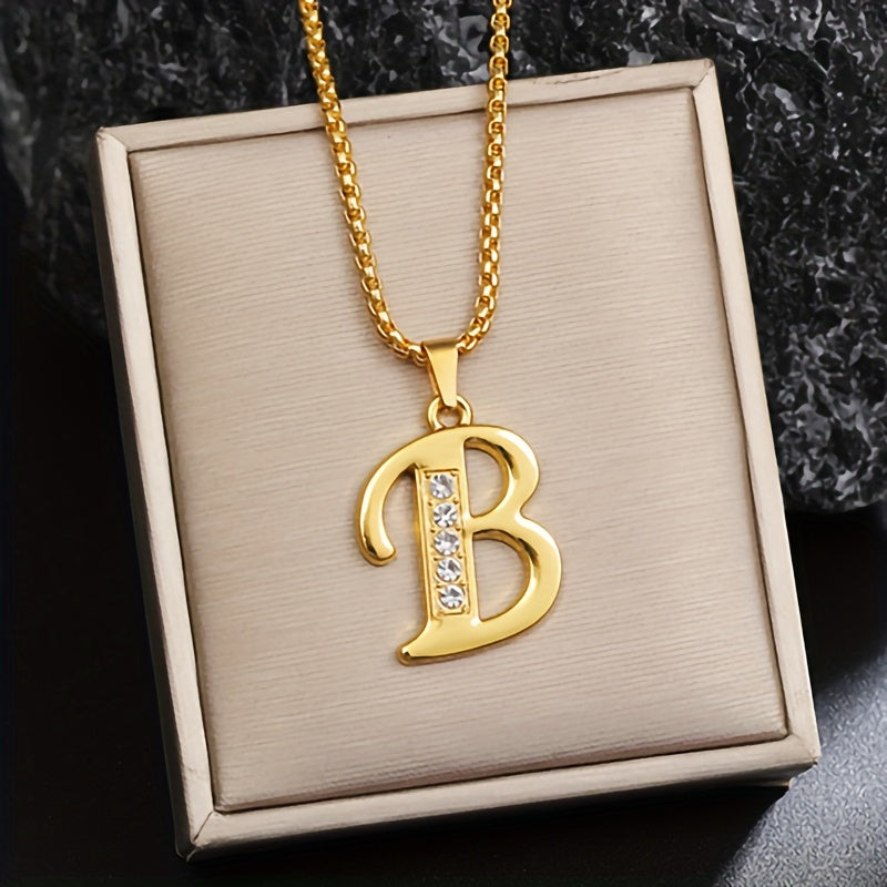 Collar con inicial y detalle de cristal | Oro