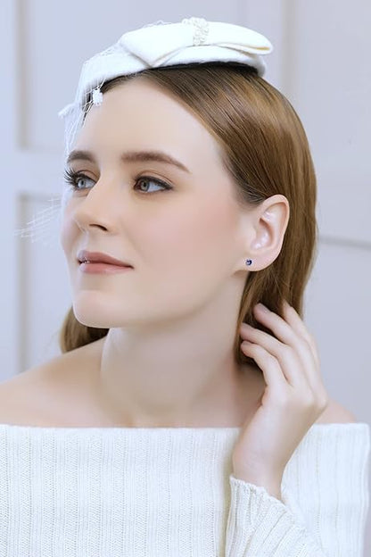 Aretes de zafiro clásico | Oro blanco