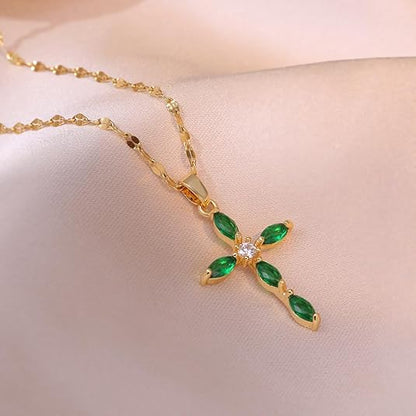 Collar Cruz Esmeralda | Oro