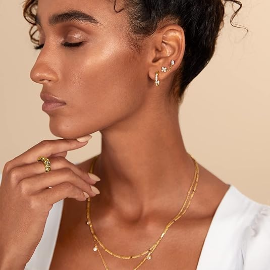 Aretes de botón corte pera | Oro