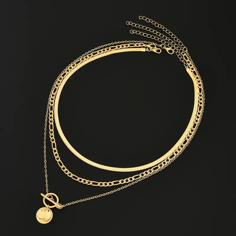 Collar superpuesto de monedas texturizadas Savira | Oro