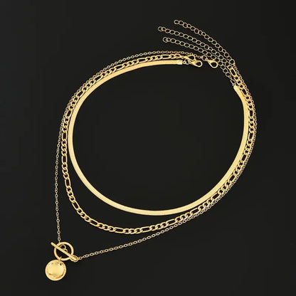 Collar superpuesto de monedas texturizadas Savira | Oro