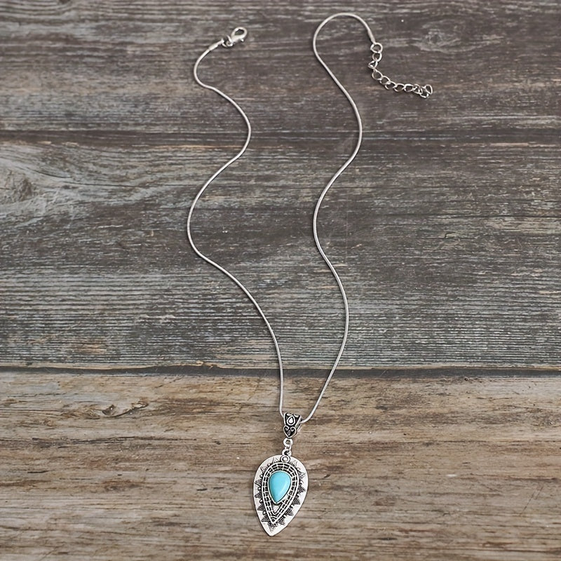 Collar Arlisse Lágrima Turquesa | Oro blanco