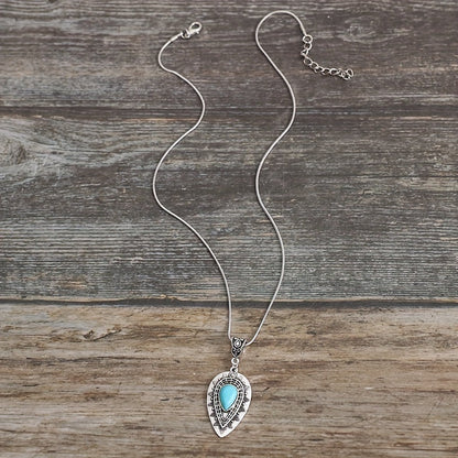 Collar Arlisse Lágrima Turquesa | Oro blanco