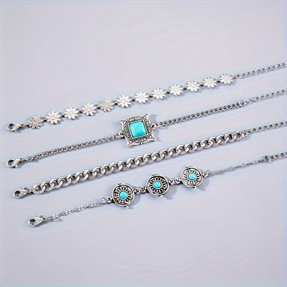 Sky Stone Layered Bracelet Set | White Gold