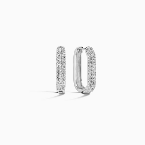 Aretes de aro Icon Pavé | Oro blanco