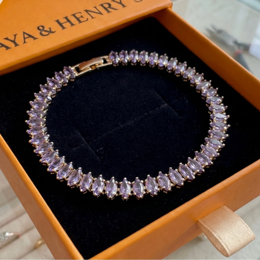 Pulsera de tenis marquesa de amatista | Oro