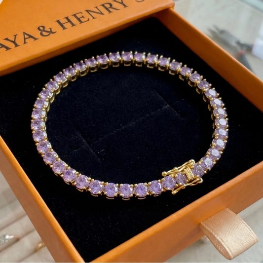 Pulsera de tenis de amatista | Oro