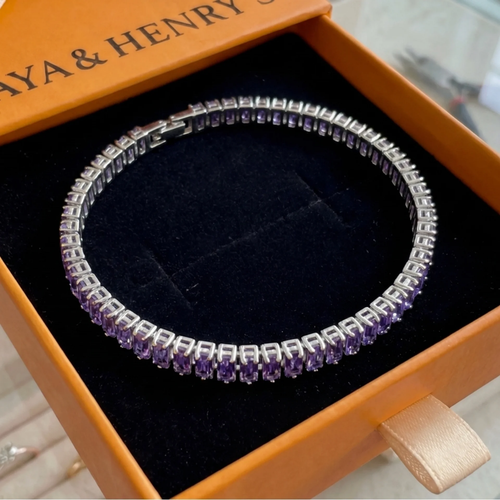 Pulsera de tenis Amethyst Vertéa | Oro blanco