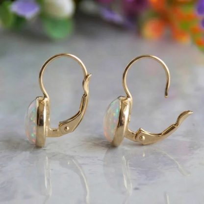 Aretes Antiguos Ópalo Resplandeciente | Oro