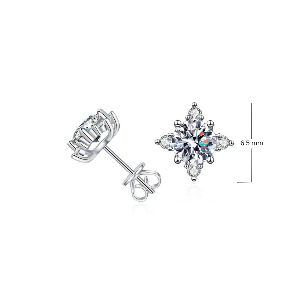 Aretes de flores Aurelie | Oro blanco