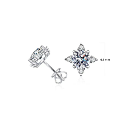 Aretes de flores Aurelie | Oro blanco
