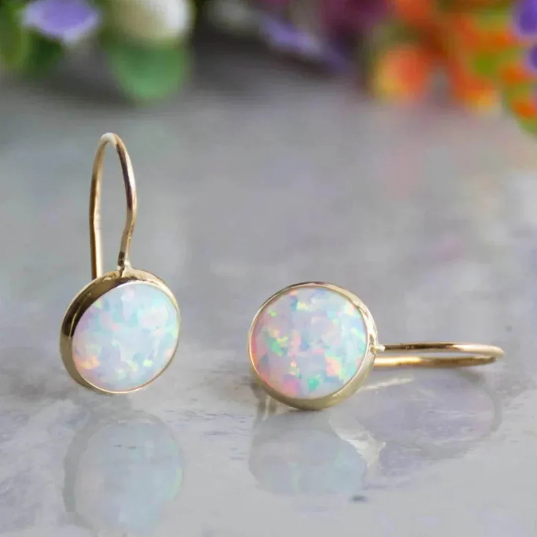 Aretes Antiguos Ópalo Resplandeciente | Oro