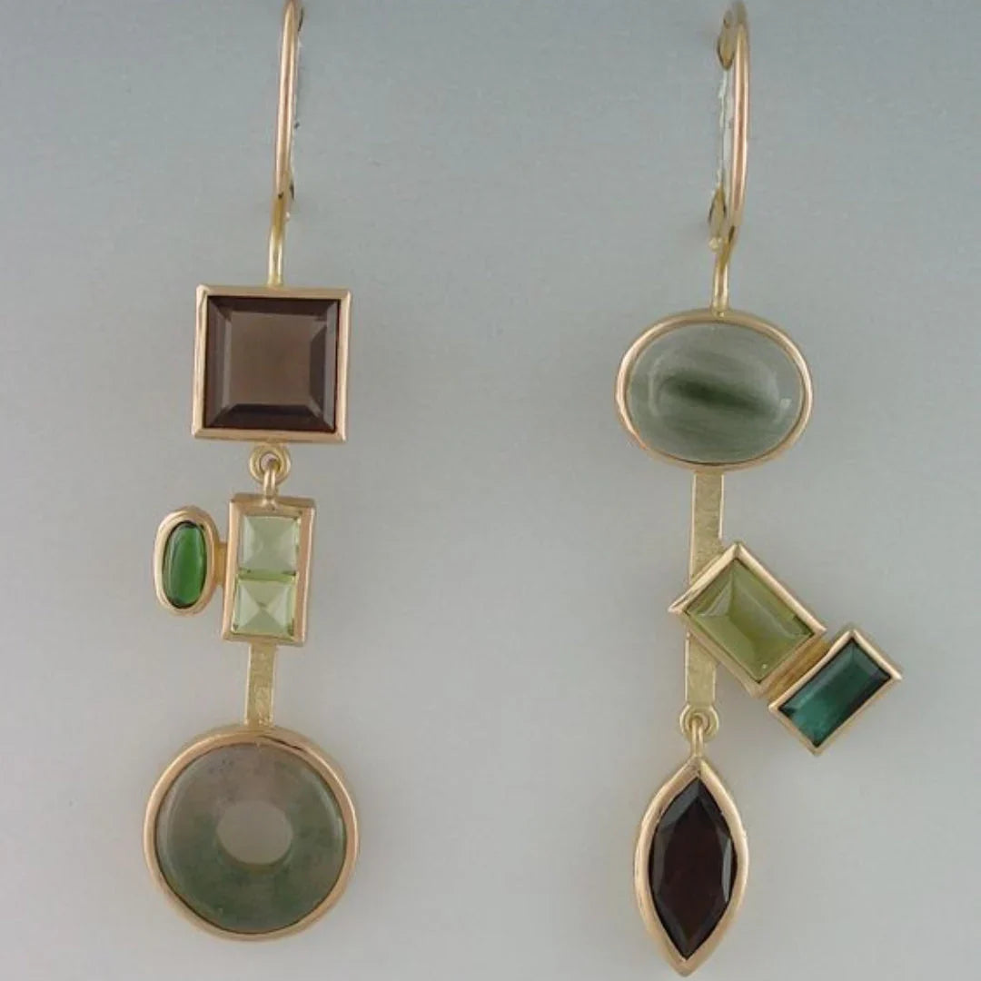 Aretes Colgantes Vintage de Bosque de Cristal | Oro