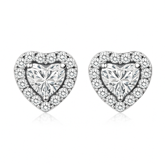 Aretes Corazón Luna | Oro blanco