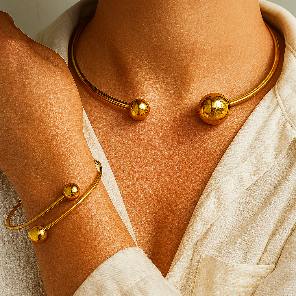 Set de Collar y Brazalete Minimalista Glow | Oro