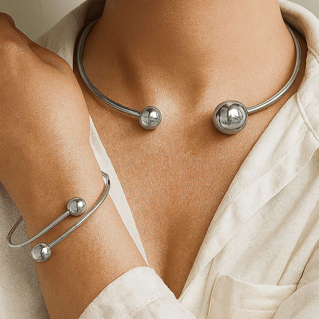 Set de Collar y Brazalete Minimalista Glow | Oro