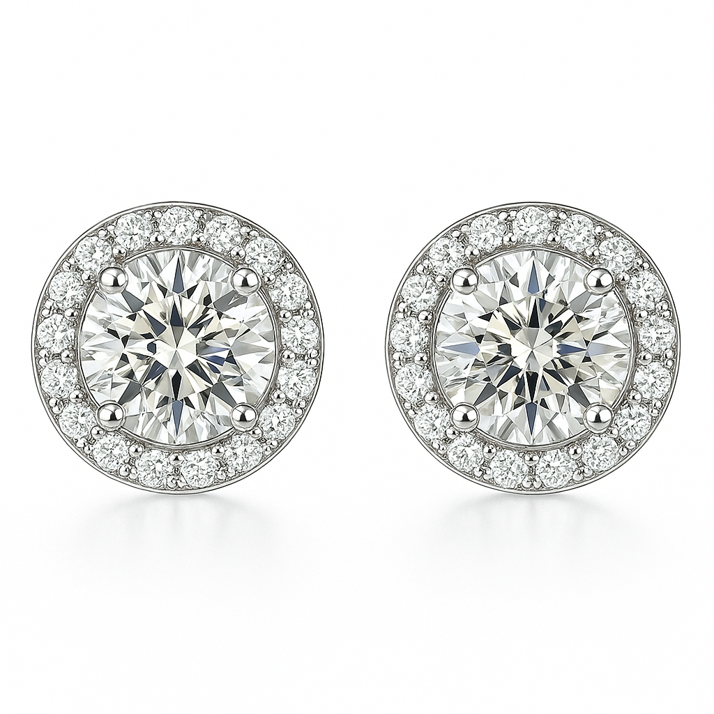 Aretes redondos Glacé Glamour | Oro blanco