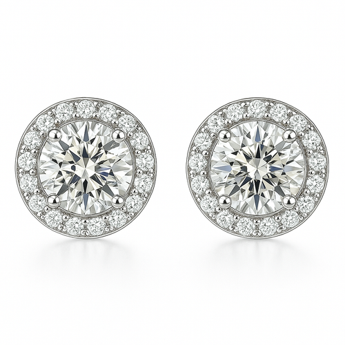 Aretes redondos Glacé Glamour | Oro blanco