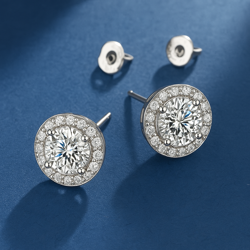 Aretes redondos Glacé Glamour | Oro blanco