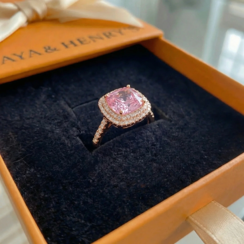 Anillo de zafiro rosa corte cojín | Oro blanco