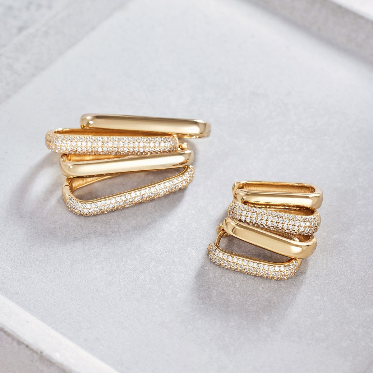 Aretes de aro Icon Pavé | Oro blanco