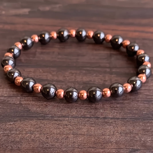 Pulsera de cobre con cuentas Noir