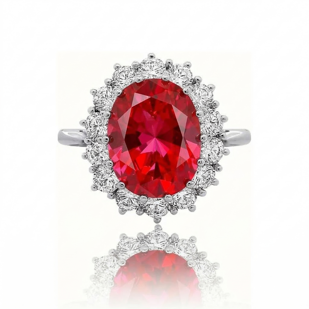 Anillo Rubí Corona Escarlata | Oro blanco