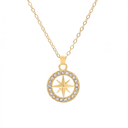 Collar con dije de Estrella del Norte | Oro blanco