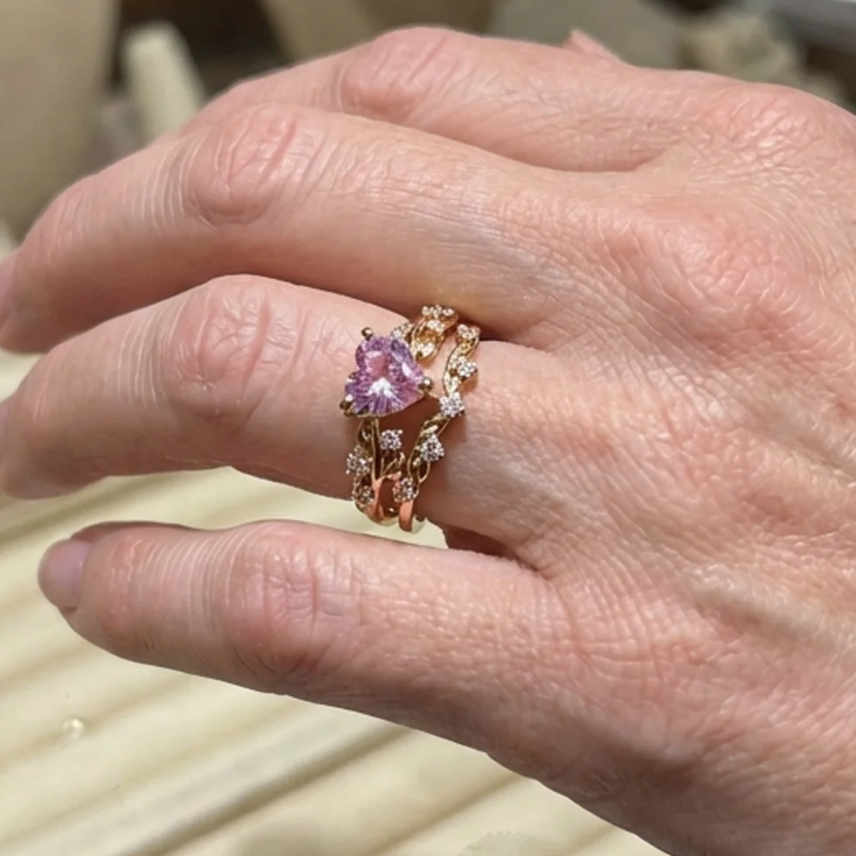 Conjunto de anillos Petalheart Garden | Oro