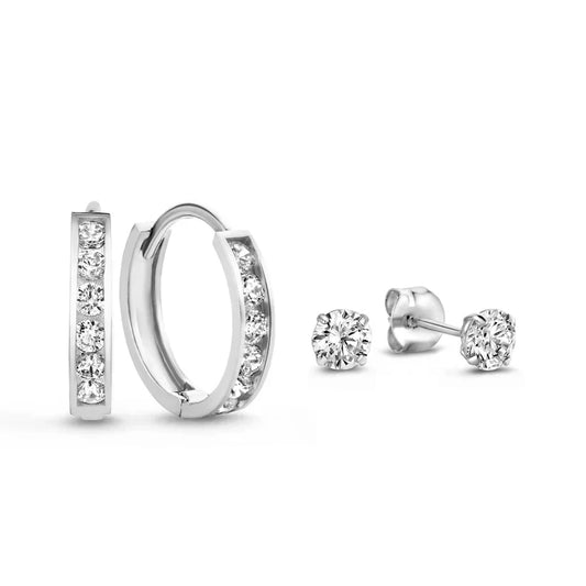 Juego de aretes Dara Brillane Stone | Oro blanco