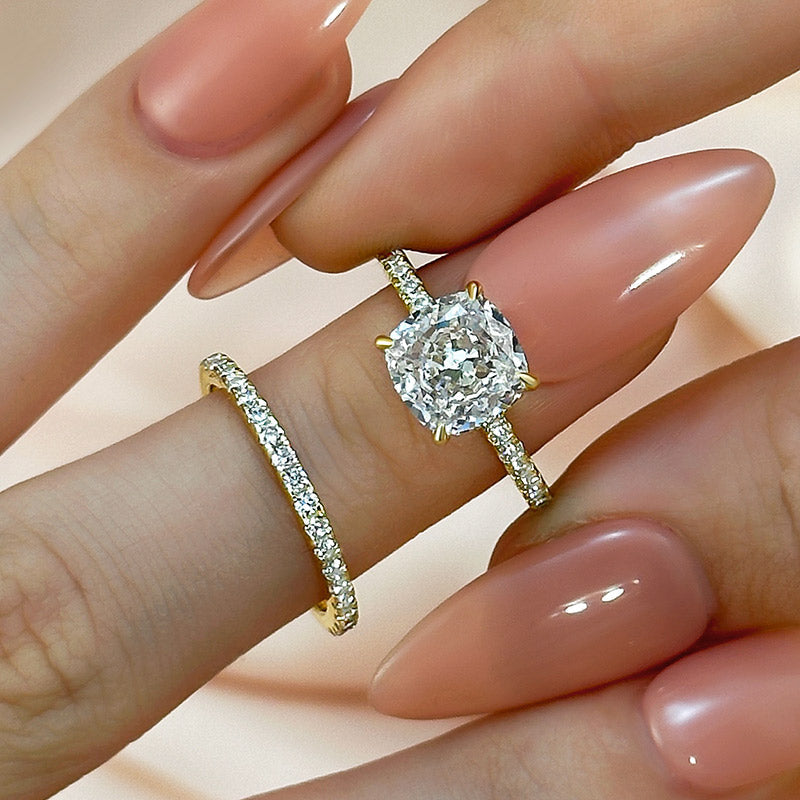 Juego de anillos Bridal Cushion de 2 piezas | Oro