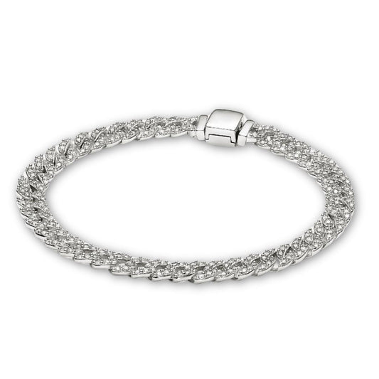 Pulsera cubana de pavé | Oro blanco