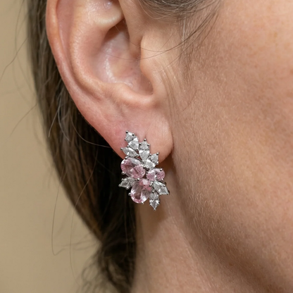 Aretes Lyra Blushbloom | Oro blanco
