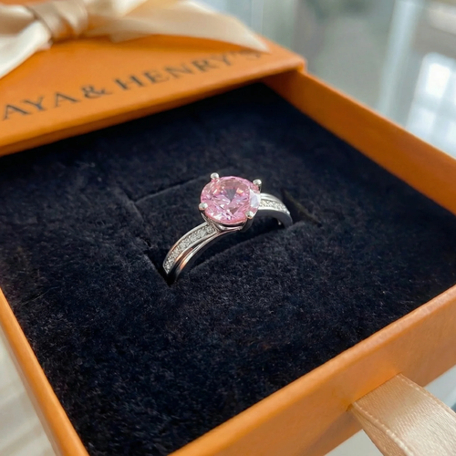 Anillo de contorno Moonlit Pink | Oro blanco