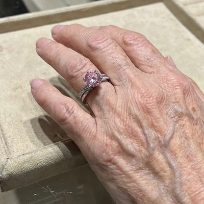 Anillo de contorno Moonlit Pink | Oro blanco